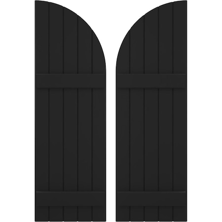Ekena Millwork Americraft 5-Board (2 Batten) Wood Joined Board-n-Batten Shutters w/ Arch Top, ARW101BQ518X79BLH, PR ARW101BQ518X79BLH
